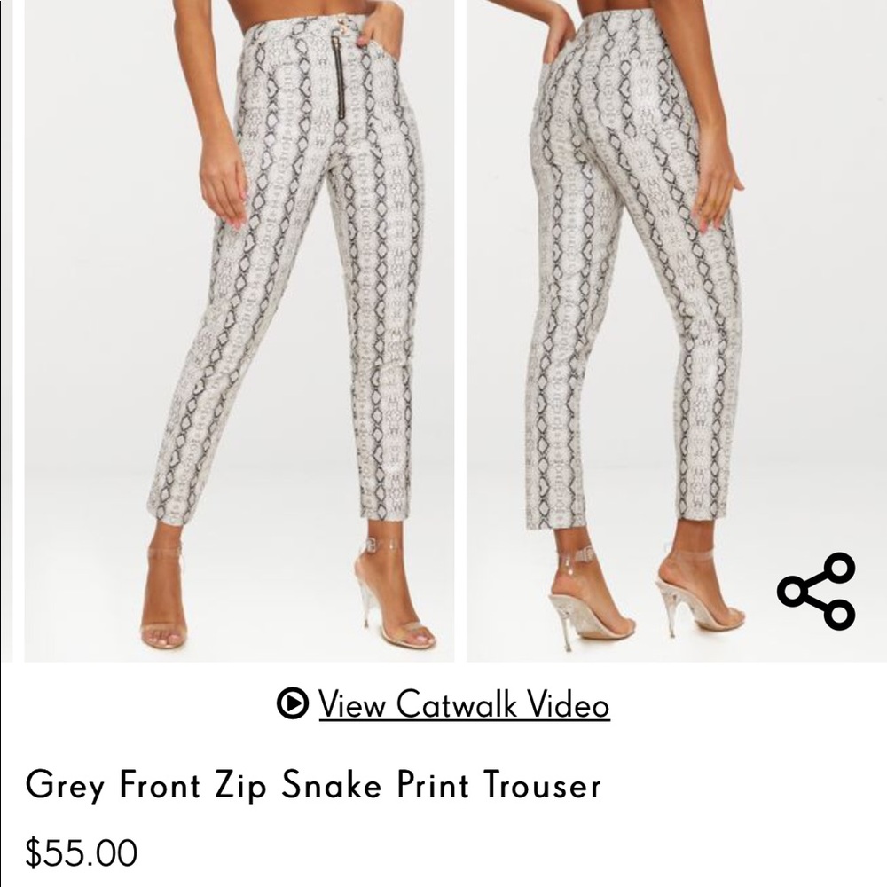Pretty Little Thing Snake Skin Leather Pants